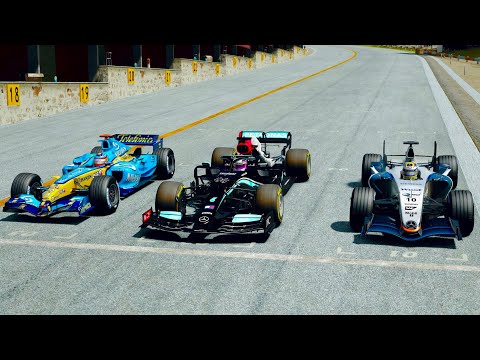 Mercedes F1 2021 vs Renault F1 2005 vs McLaren F1 2005 at Spa