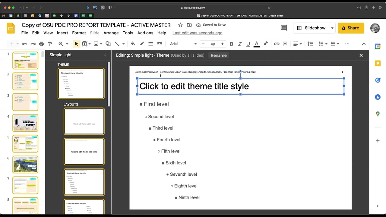 OSU PDC Report Template: Editing the Theme