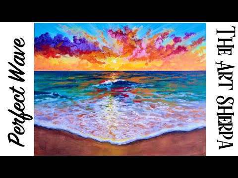 The perfect Wave Ocean Sunset STEP by STEP Acrylic Painting| TheArtSherpa