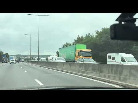A big traffic jam on the M25 by the Dartford Crossing