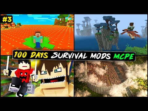 TOP 5 Minecraft 100 Days Survival Mods For Minecraft PE || 100 Days Survival Mods MCPE ||