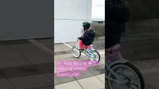 First time riding a 16” Supercycle with training wheels | Skye | #shorts, #bicycle