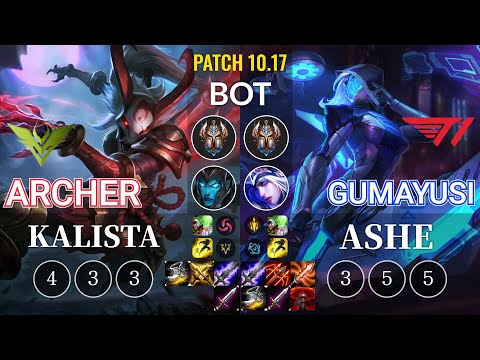 V3 Archer Kalista vs T1 Gumayusi Ashe Bot - KR Patch 10.17