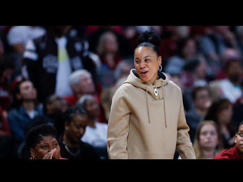 Dawn Staley speaks after her team dominated UNC 88-41 to advance to the NCAA Sweet 16