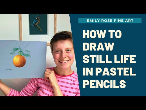 How to draw still life fruit in pastel pencil for beginners
