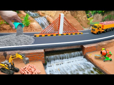 Bridge Collapse Accident | DIY Mini Tractor Builds Strong Brick & Concrete Bridge for Heavy Trucks