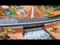 Bridge Collapse Accident DIY Mini Tractor Builds Strong Brick Concrete Bridge For Heavy Trucks