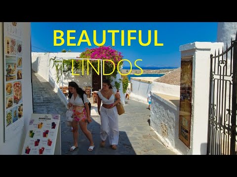 Lindos Rhodes GREECE 🇬🇷 🔴 NEW Beautiful Walking Tour [4K UHD]