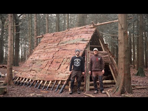 Viking House: Full Bushcraft Shelter Build with Hand Tools | Vikings