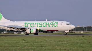 Download the video "Smooth Touchdown 💚 Transavia Boeing 737-8K2 (F-GZHX) Arrival at Amsterdam Airport"