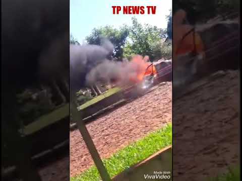 Veículo pega fogo na cidade de Campo Novo