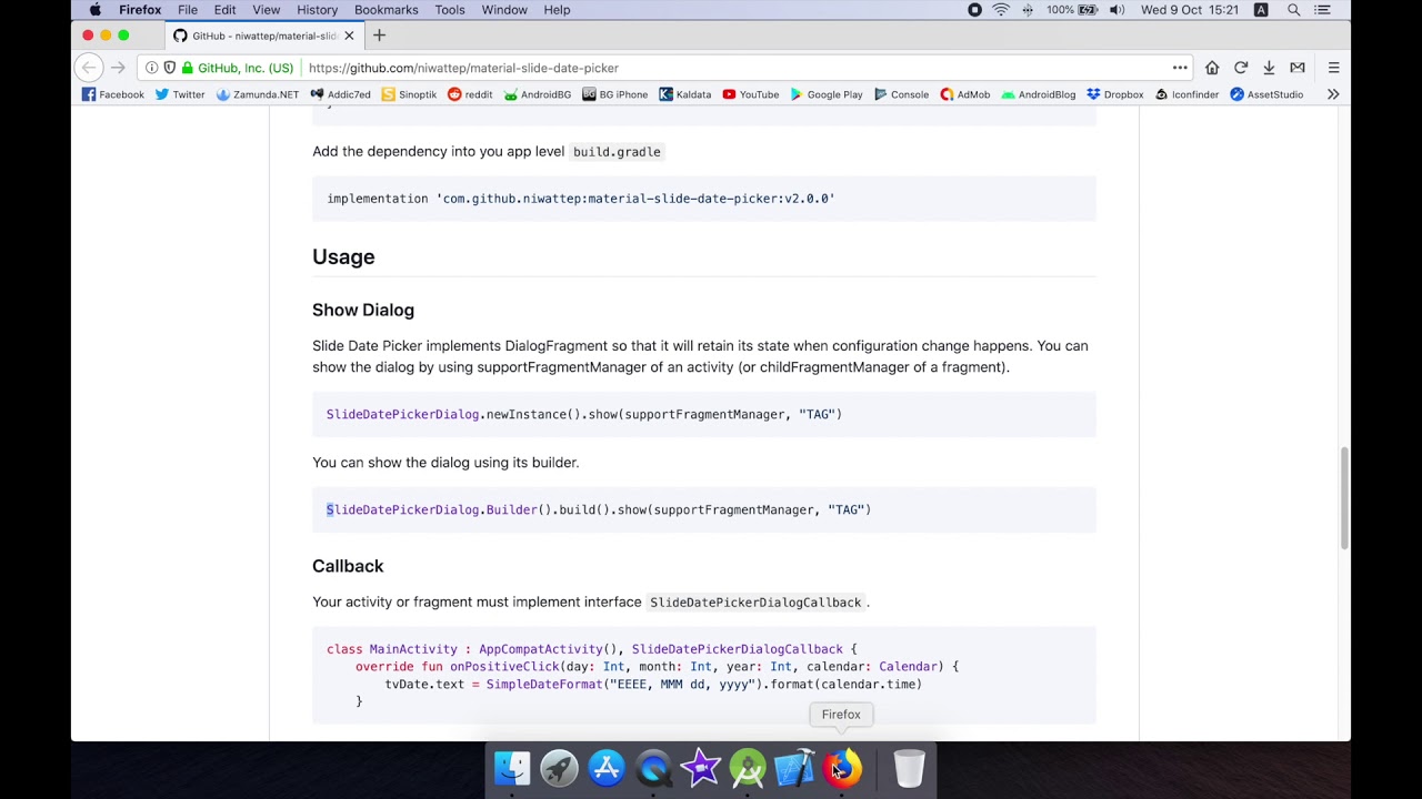 Using Material Slide Date Picker library in Android Studio