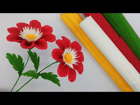 How To Make Dahlia Flower Frome Crepe Paper - DIY Flowers