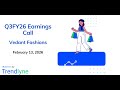 Vedant Fashions Earnings Call For Q3FY26