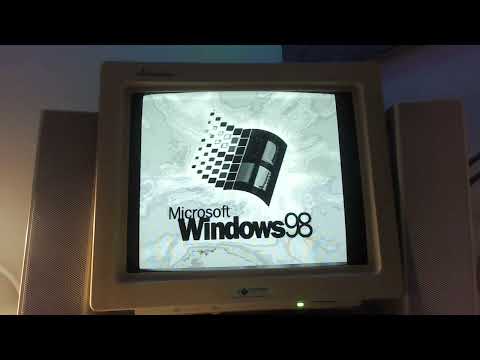 Literally just Windows 98SE starting up on a Monochrome monitor