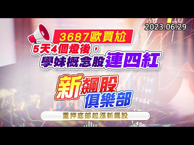 20230629《股市最錢線》#高閔漳 ” 3687歐買尬，5天4個燈後，學妹概念股連四紅””新飆股俱樂部，重押底部起漲的新飆股”