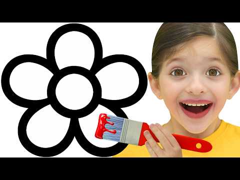 Adel Paints a Rainbow Flower | Learn Colors for Kids