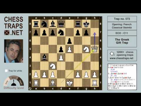 French Classical Steinitz - The Greek Gift Trap (trap no. 573)