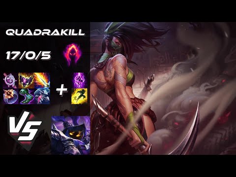 MID Akali vs Veigar [QUADRAKILL] - EU Grandmaster Patch 14.5.1