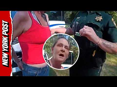 'Narcan!' Terrifying moment cop collapses to the ground in panic after search goes wrong