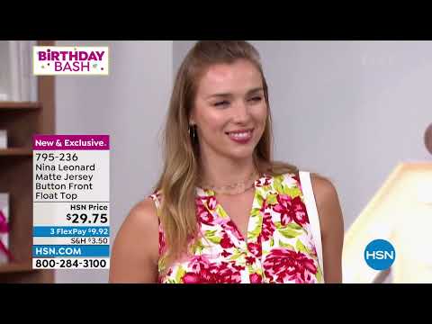 Nina Leonard Matte Jersey Button Front Float Top