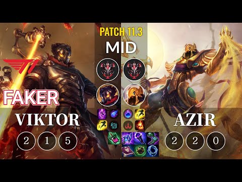 T1 Faker Viktor vs Azir Mid - KR Patch 11.3