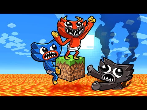 Cartoon Crab | Minecraft - LAVA Skyblock Survival with...Baby HUGGY WUGGY's! (Minecraft)