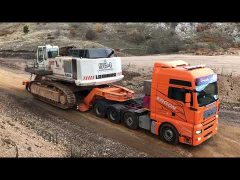 Transporting The Huge Liebherr 984 Excavator - Sotiriadis/Labrianidis Mining Works