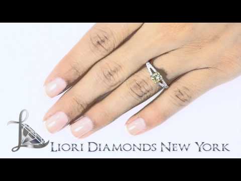 FD-SOLD-006 - 0.91 Carat Fancy Yellow Cushion Cut Diamond Engagement Ring 18k White Gold