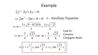Differential Equations:  Homogeneous Linear Equations with Constant Coefficients