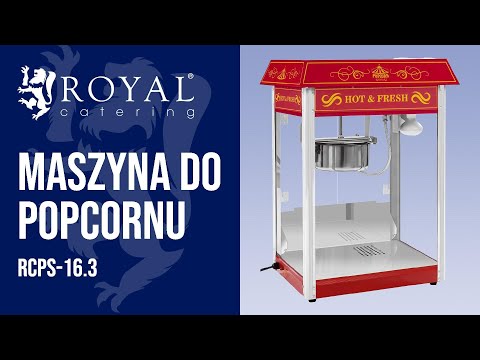 Video - Kinowa maszyna do popcornu - styl retro - czerwona - 1500 W - 5 kg/h