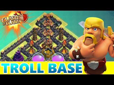 EPIC TROLL BASE! "LOOT DEATH TRAP" | Clash Of Clans Trolling Noobs