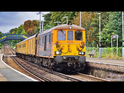 Class 73: GBRf 73963"Janice" & 73961"Alison" Trundle Through Camberley On 1Q54 PLPR Test Train
