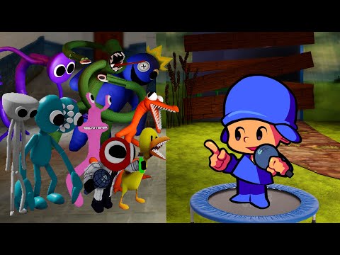 FNF Pocoyo Vs All Rainbow Friends Sings Friends To Your End | Pocoyo Has a Trampoline x ROBLOX