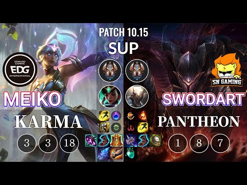 EDG Meiko Karma vs SN SwordArt Pantheon Sup - KR Patch 10.15