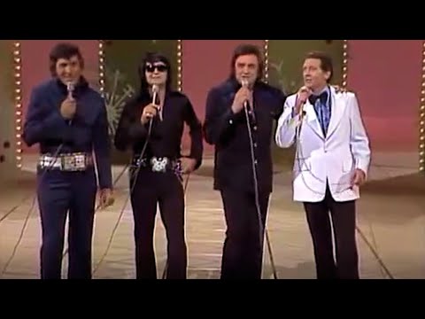 Johnny Cash, Carl Perkins, Roy Orbison, Jerry Lee Lewis on the "Johnny Cash Christmas Special"(1977)