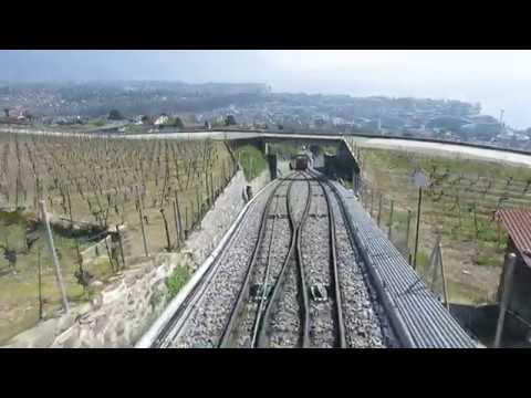 Standseilbahn 1800.01 Vevey - Mont Pèlerin Talfahrt Ausweiche
