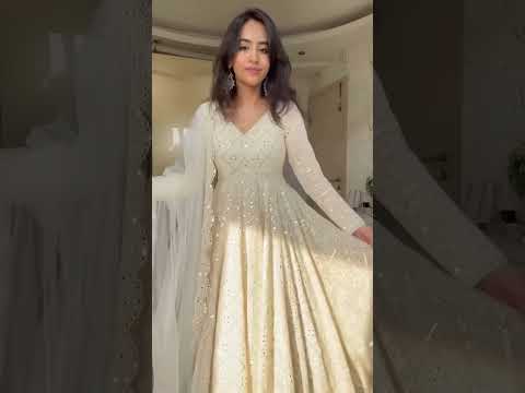 Premium Off White Readymade Anarkali Suit Set – 3 Piece Designer Ensemble with Heavy Sequins & Thread Embroidery Work | Faux Blooming Fabric | Festive & Wedding Wear Collection