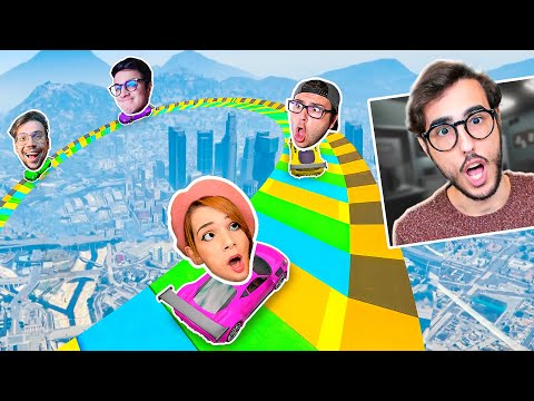 BUTTO GIU I MIEI AMICI DALLA MEGA RAMPA A SPIRALE DI GTA 5!