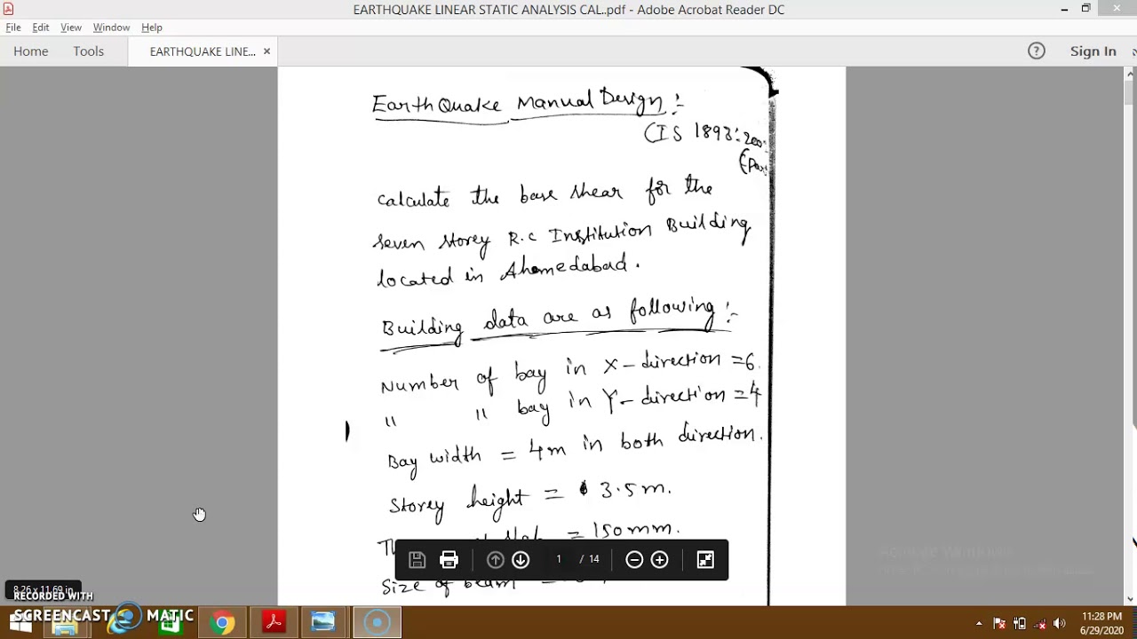 Equivalent static method of analysis cal. part 01