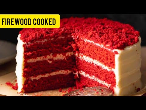 HOW TO BAKE RED VELVET CAKE  Let's Bake The  Moistest Red Velvet Cake The Village Way Using Firewood