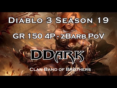 Diablo III Season 19 DDark GR 150 4P - zBarb PoV