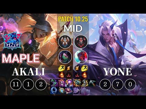 LNG Maple Akali vs Yone Mid - KR Patch 10.25