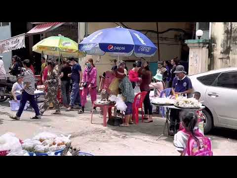 Food for sold in front of the garment factory.