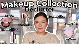 Makeup Collection DECLUTTER! Foundation, Concealer, Blush, Bronzer, Powder, Highlighter ✨ Part 1