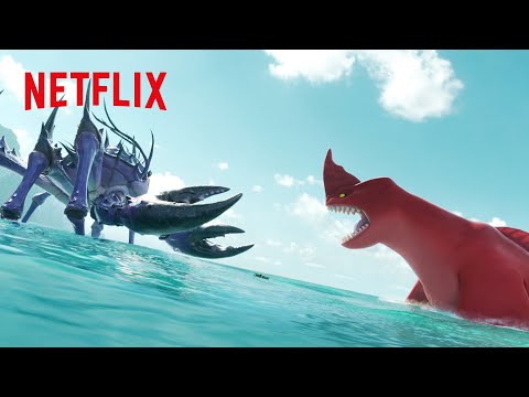 大怪獣バトル - レッド・ブラスター vs 巨大ガニ（字幕）