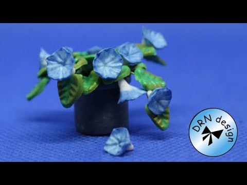 Polymer Clay Miniature - Heavenly Blue Flower
