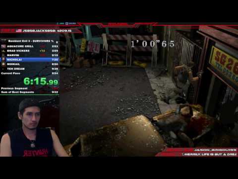 RE3 Mercenaries Survivors % Carlos World Record 9:34.88