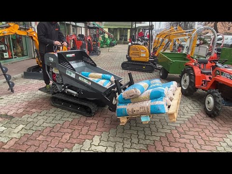 Motocarriola Cingolata GIOR 600 PRO Honda - Cassone Dumper - con Forche Sollevamento fino a Kg 180