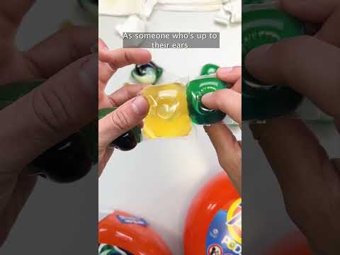 Part of a video titled Laundry Pod Sizes - PowerPod vs Regular Pod - YouTube